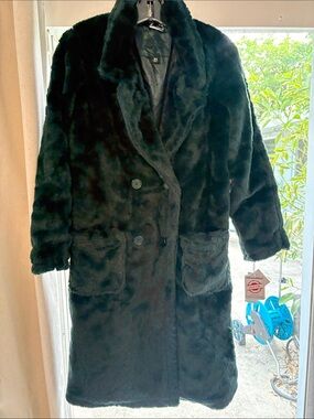 Jou Jou Black Faux Fur Long Coat